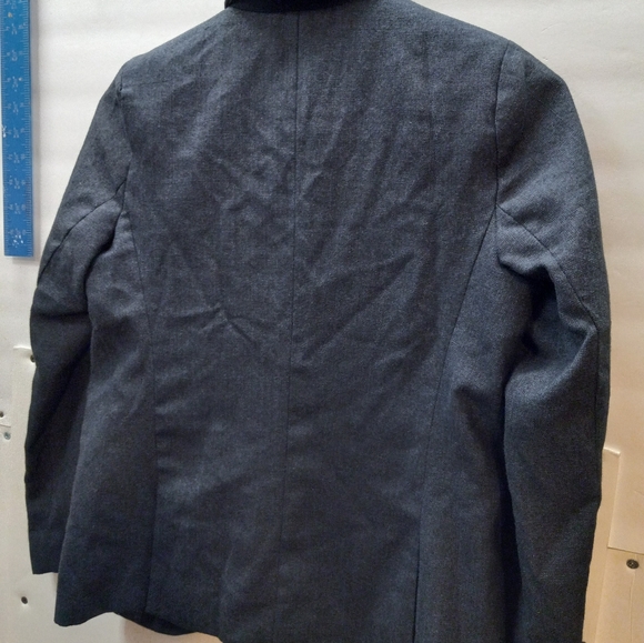 Zara Boy Print Blue 9/10 Extrafine Wool Tailored Fit Front Buttons Coat Blazer - Picture 6 of 10